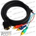 Фото, характеристики, описание Шнур компьютерный штекер VGA 15pin - 3 штекер RCA (RGB), gold, диам.-8,0мм, 3м, Tcom